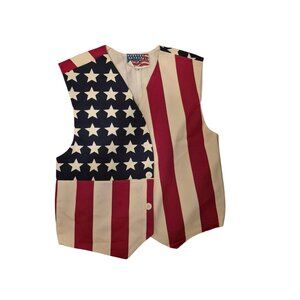American Flagwear USA Vintage 100% Cotton Canvas Vest Unisex Stars&Strips M NEW